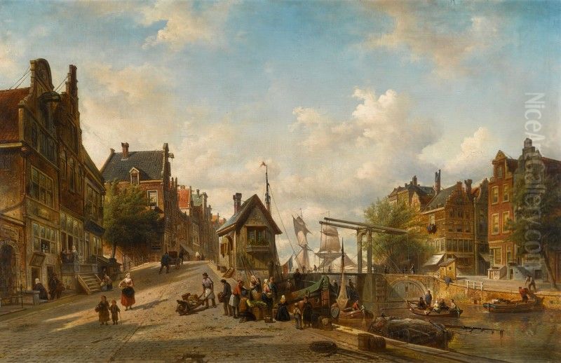 The Singel and Brouwersgracht, Amsterdam Oil Painting by unknown