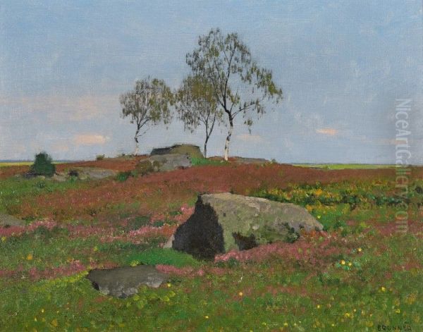Silver Birches in a Landscape Oil Painting by unknown
