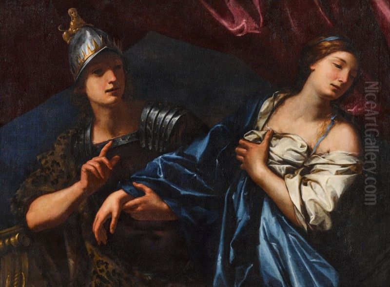 a warrior prince leading a maiden away Oil Painting by unknown