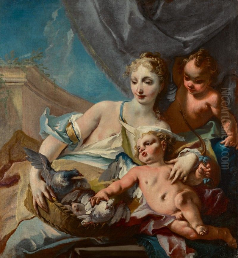 Venus, Cupid and putto Oil Painting by unknown
