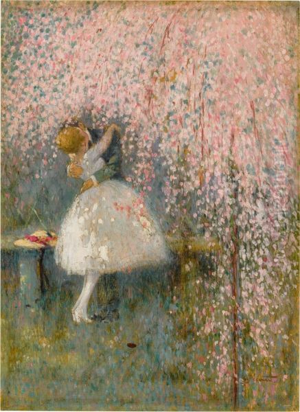 SOUS L'ARBRE ROSE Oil Painting by unknown