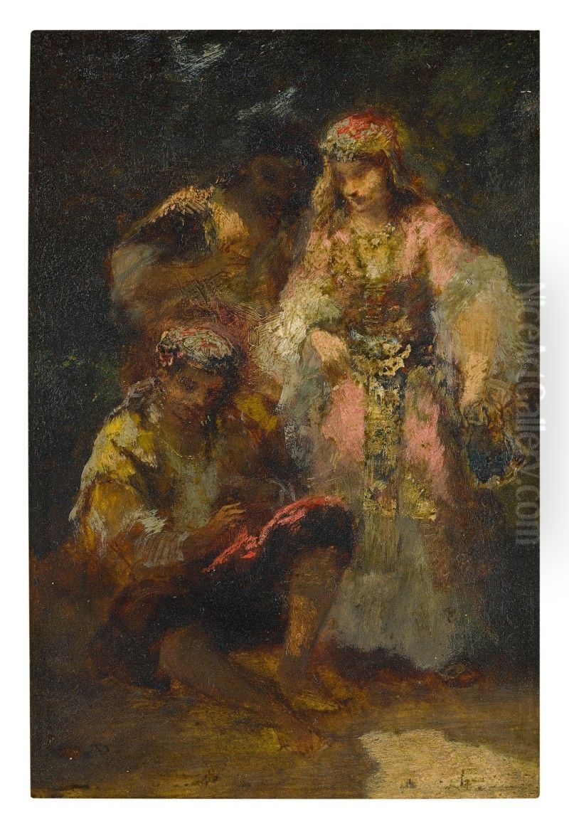 GROUPE DE BOHEMIENNES EN FORET Oil Painting by unknown
