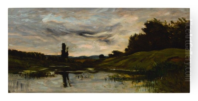 COUCHER DU SOLEIL SUR LA RIVIERE Oil Painting by unknown