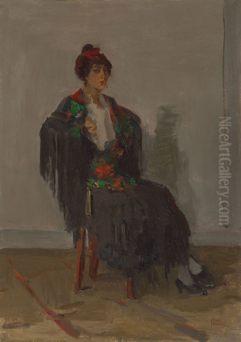 Seated lady in a Spanish dress Oil Painting by Isaac Lazarus Israels