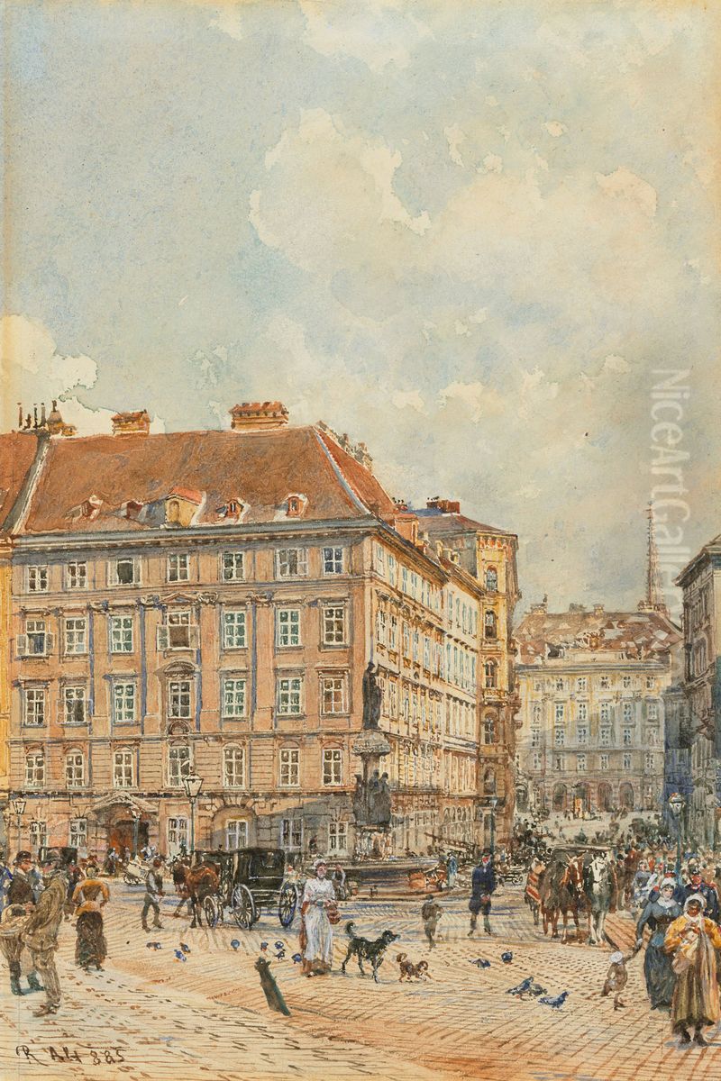 Freyung Oil Painting by Rudolf von Alt
