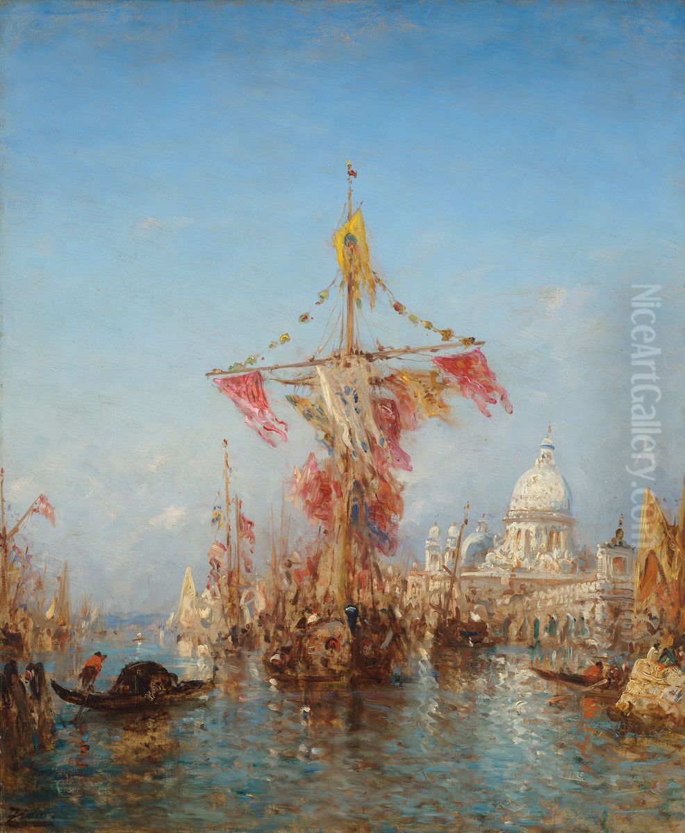 Fete de l'Assomption devant la Douane, Venise Oil Painting by unknown