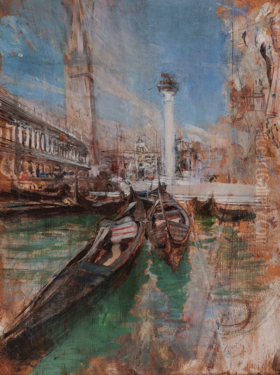 Gondole davanti a Piazza San Marco Oil Painting by Giovanni Boldini