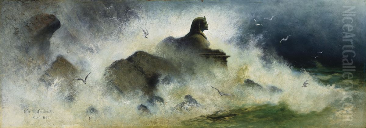 Sphinx by the Sea Oil Painting by Karl Wilhelm Diefenbach