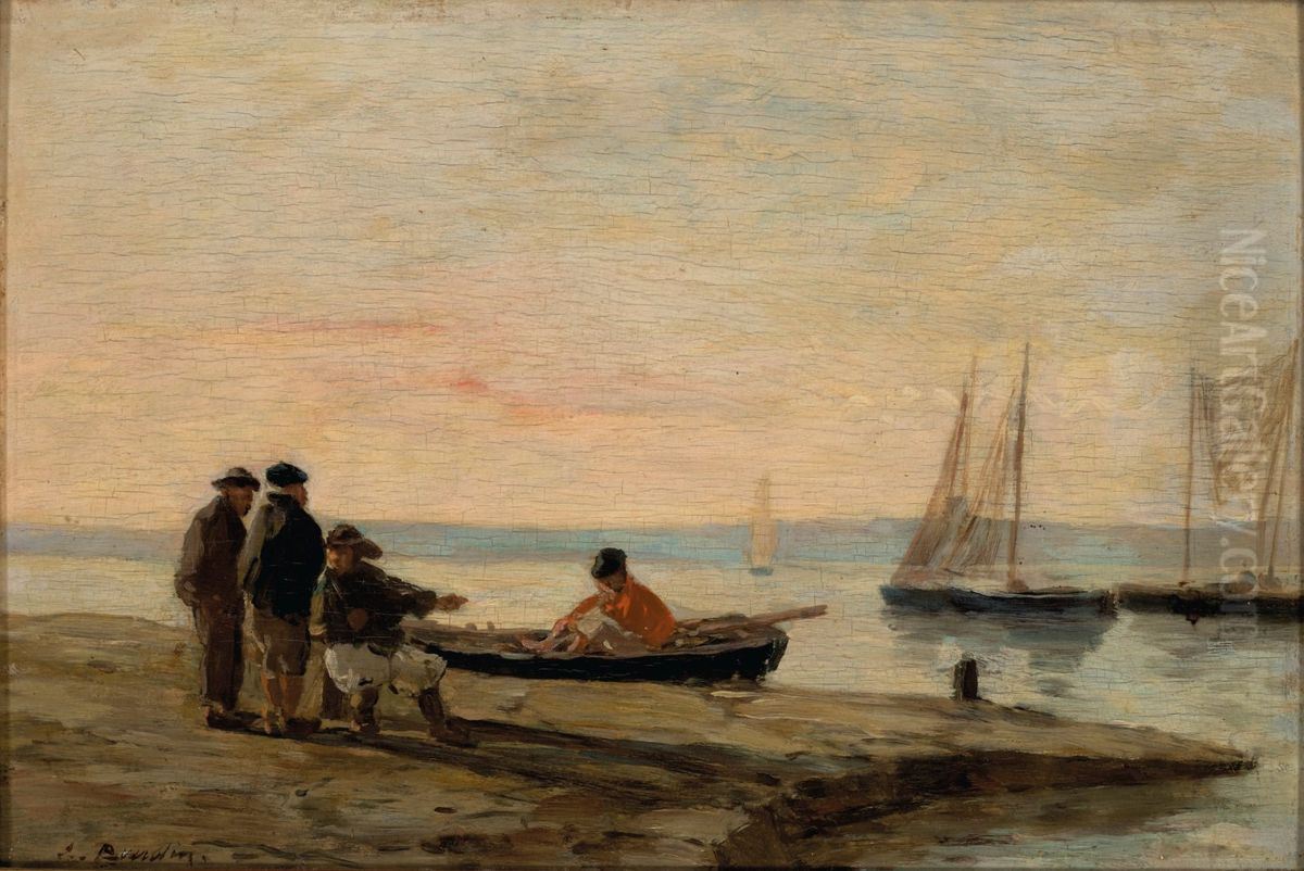 Port around Honfleur Oil Painting by Eugene Louis Boudin