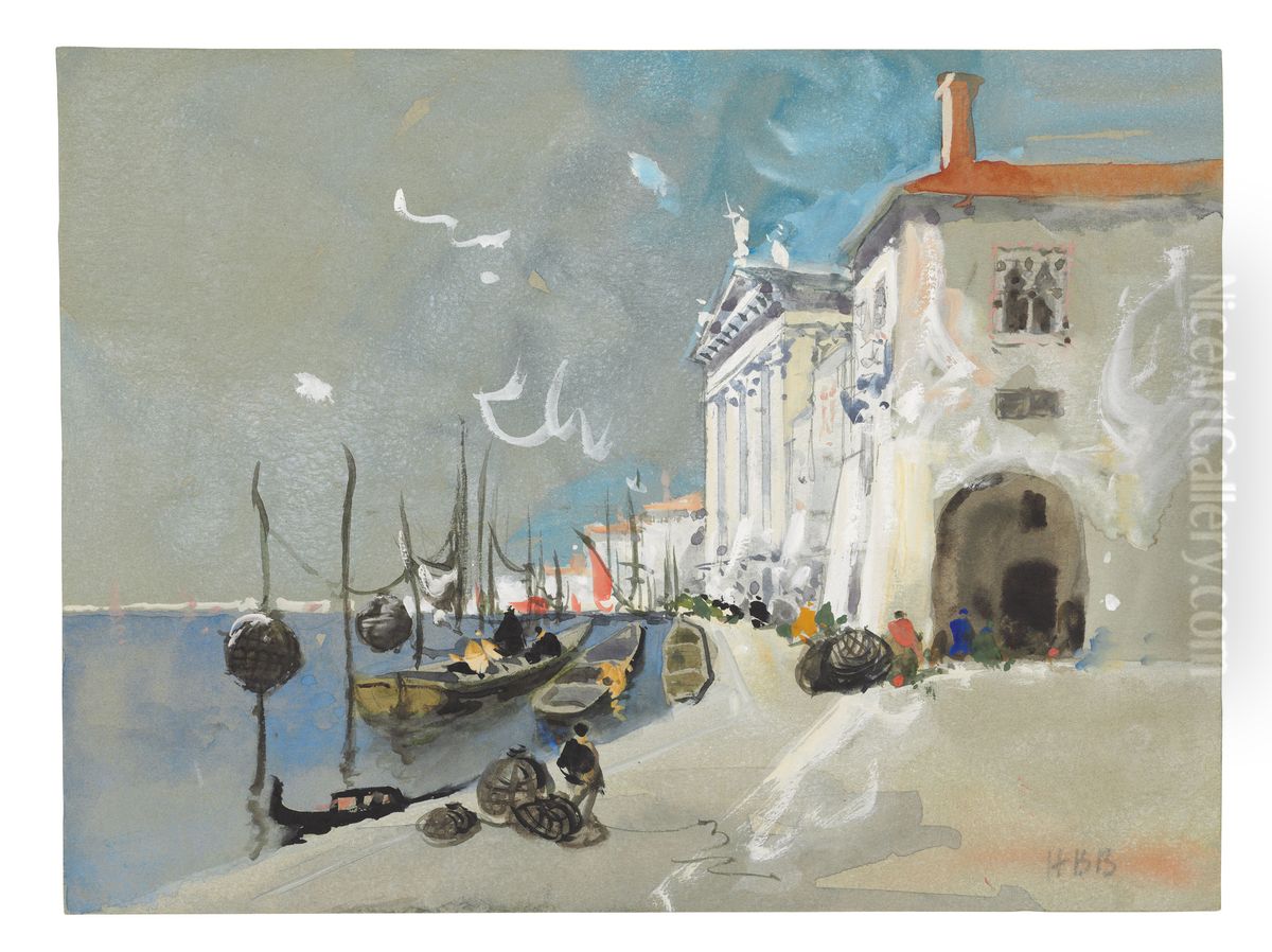 Fish baskets, Chioggia, south of Venice Oil Painting by Hercules Brabazon Brabazon