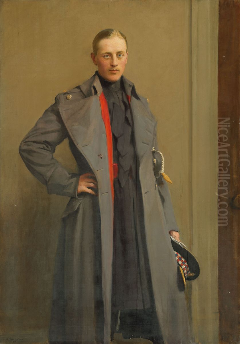 Portrait of 2nd Lieutenant William Gilbert Houldsworth (1891-1914) of the 1st Batallion, Scots Guards Oil Painting by George Spencer Watson