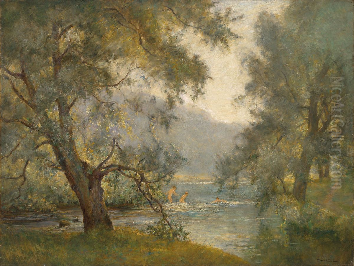 The willow pool Oil Painting by James Herbert Snell