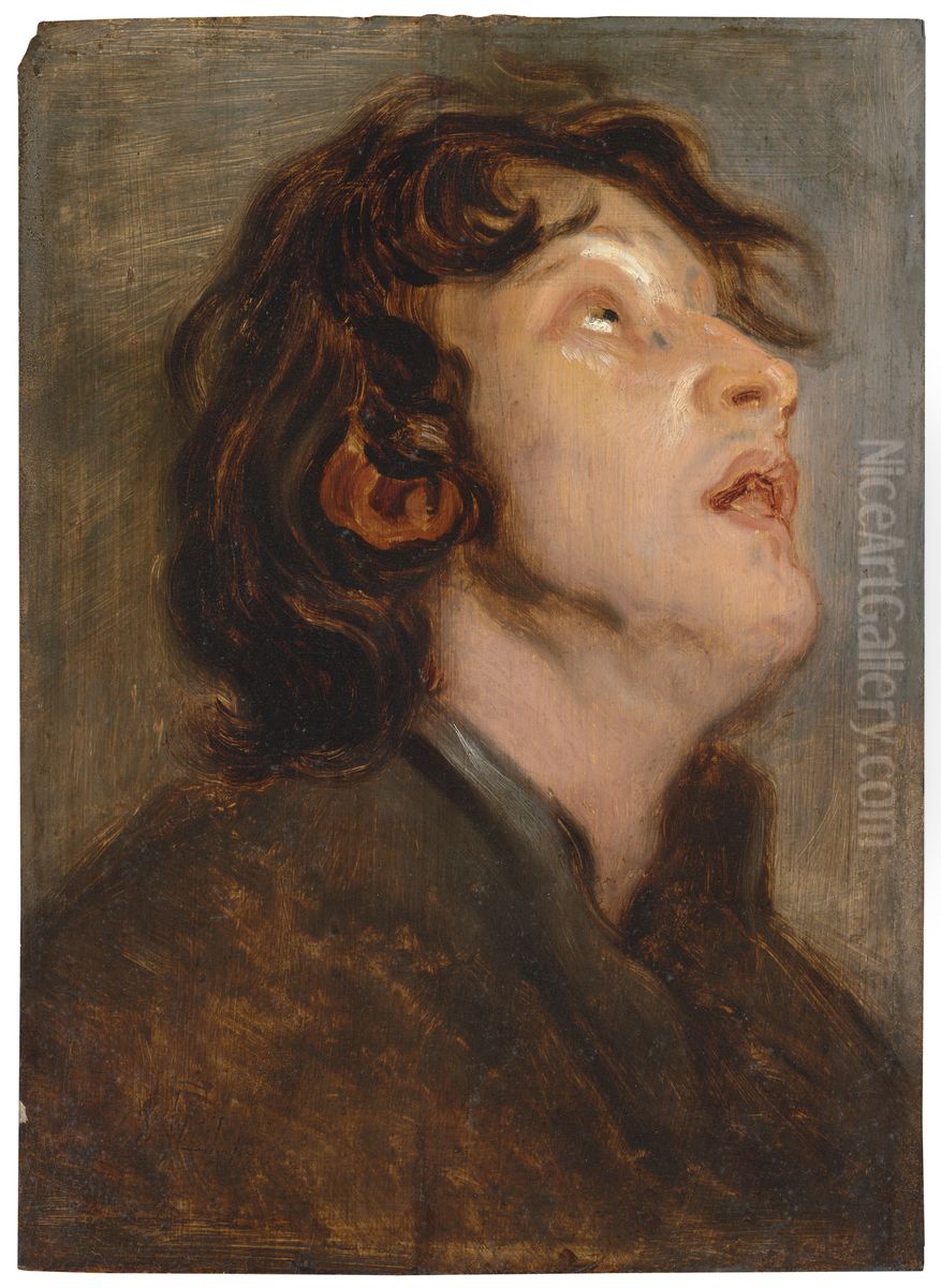 Head study of a young man Oil Painting by Thomas Willeboirts Bosschaert