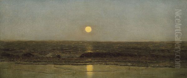 Moonrise on the Seashore Oil Painting by Sanford Robinson Gifford