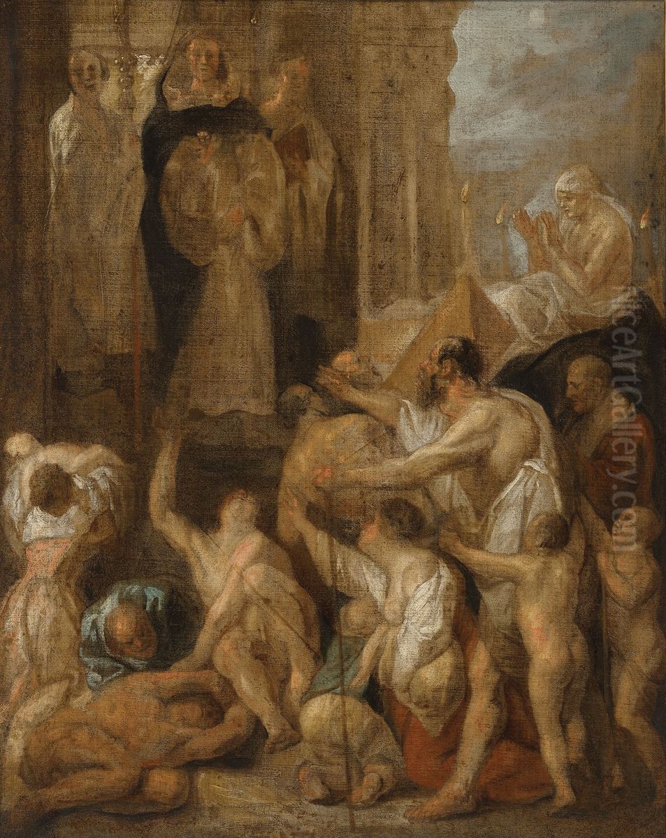 The Miracles of Saint Dominic - a modello Oil Painting by Jacob Jordaens