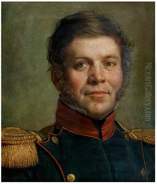 Portrait de militaire Oil Painting by Jean Baptiste Mutin