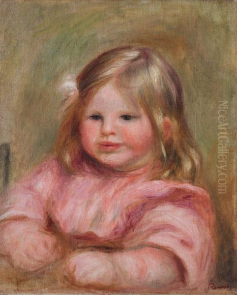 Coco on a pink background Oil Painting by Pierre-Auguste Renoir
