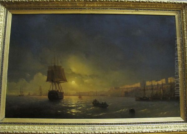 Mercury meets Russian squadrons after victory over two Turkish vessels Oil Painting by Ivan Aivazovsky
