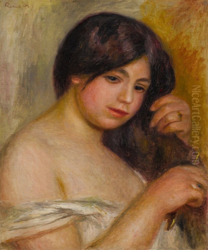 FEMME SE PEIGNANT Oil Painting by Pierre Auguste Renoir
