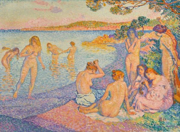 ESQUISSE POUR L'HEURE EMBRASEE Oil Painting by Theo van Rysselberghe