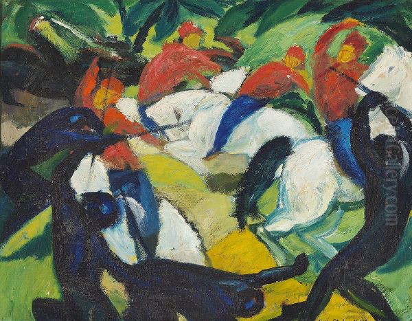 Negro and Spahi. Oil Painting by Erik Staehr-Nielsen