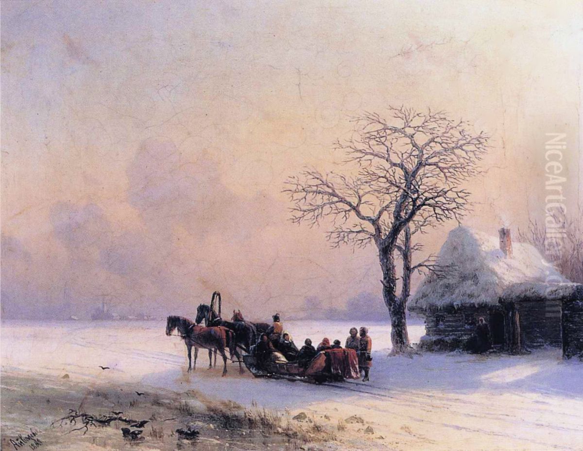 Winter Scene in Little Russia Oil Painting by Ivan Aivazovsky