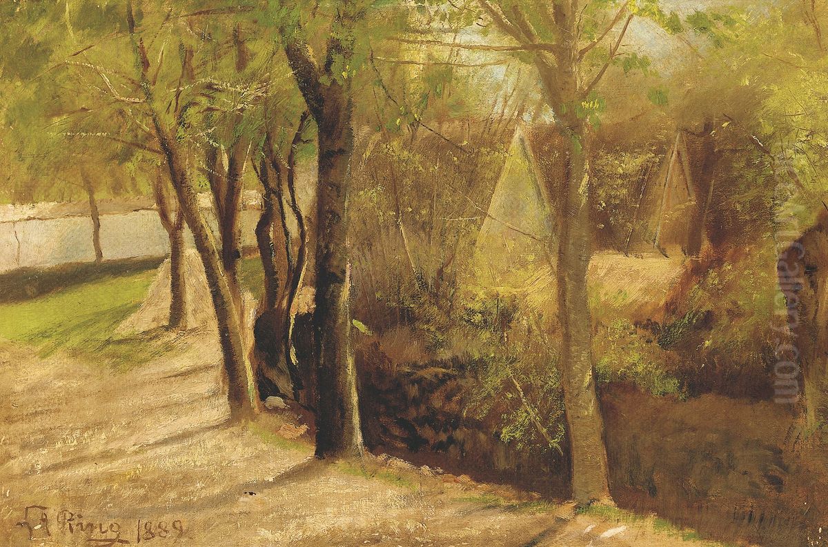 Road near Mogenstrup, Denmark. Oil Painting by Laurits Andersen Ring