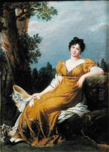 Portrait d'une femme assise dans un paysage