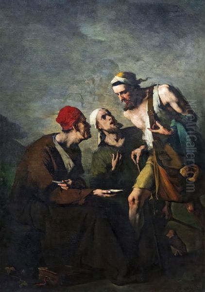 The oyster and the Litigant's Oil Painting by Augustin Theodule Ribot
