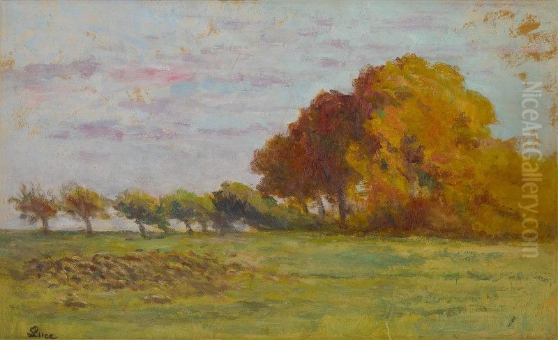 LA PLAINE AUX ENVIRONS DE ROLLEBOISE Oil Painting by Maximilien Luce