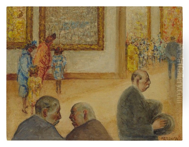 AMERICAN PAINTING IS SOMETHING FOR WOMEN AND OLD MEN Oil Painting by Arnold Aaron Friedman