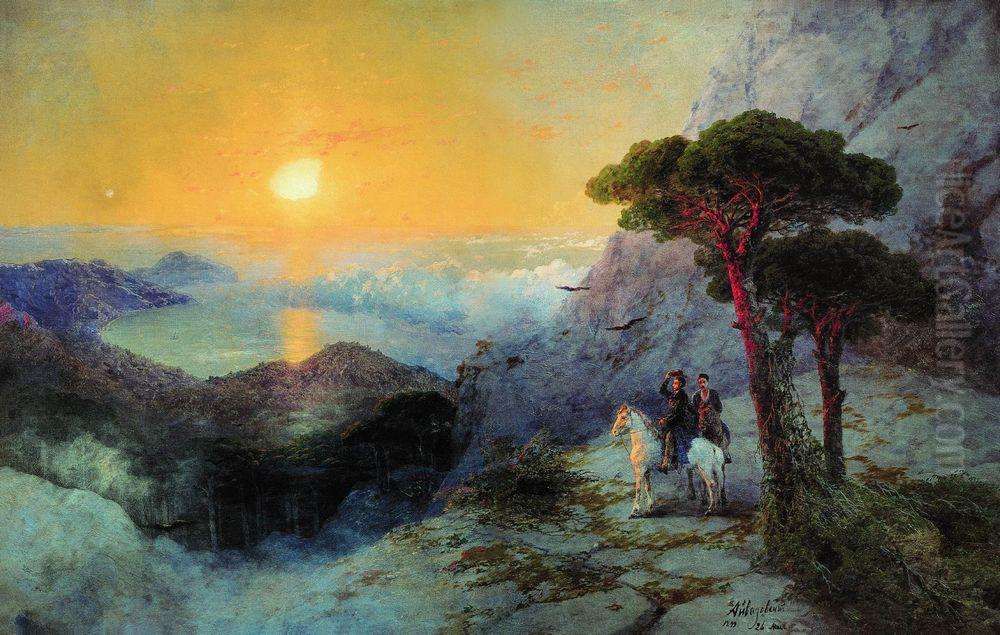 <<A.S. Puskin na versine Aj-Petri pri voshode solnca>> Oil Painting by Ivan Aivazovsky