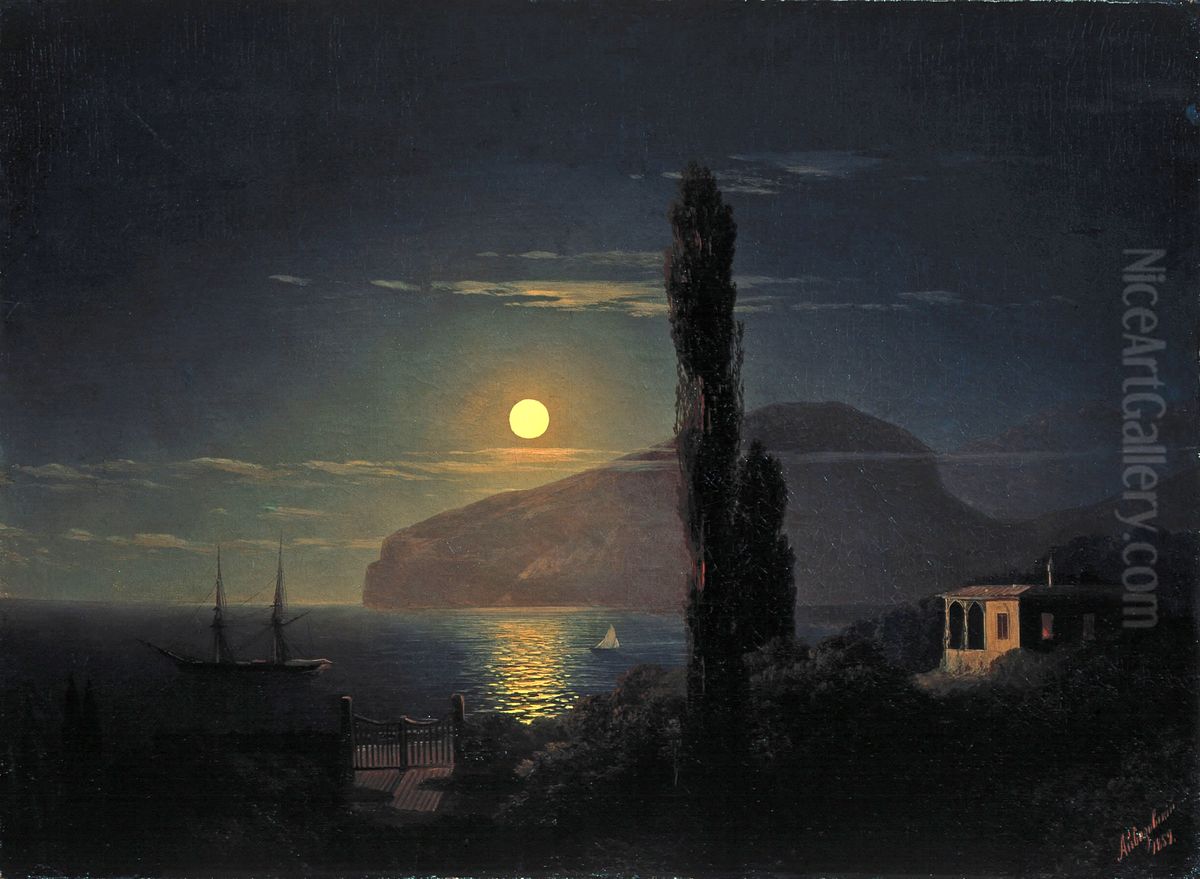 Moonlit night in the Crimea. Oil Painting by Ivan Aivazovsky