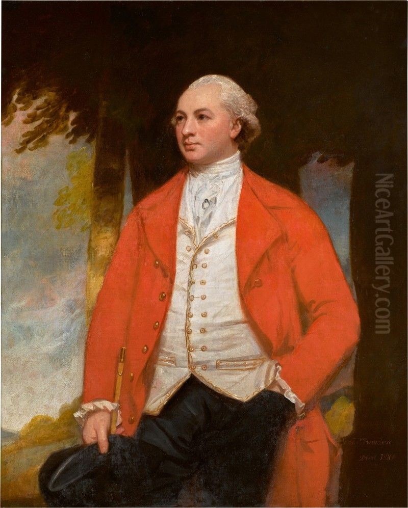 Portrait of Sir John Papillon Twisden, 7th Baronet (1743-1810), three-quarter-length, in a landscape Oil Painting by George Romney