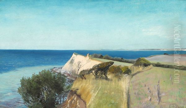 Cliff at the island Eno Oil Painting by Laurits Andersen Ring