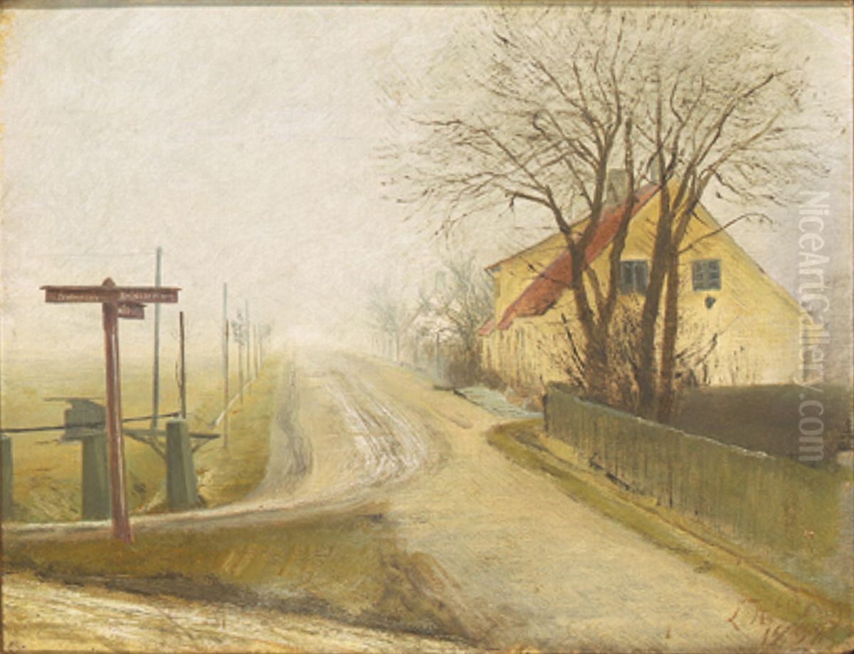 Landevej til Lynaes. Oil Painting by Laurits Andersen Ring
