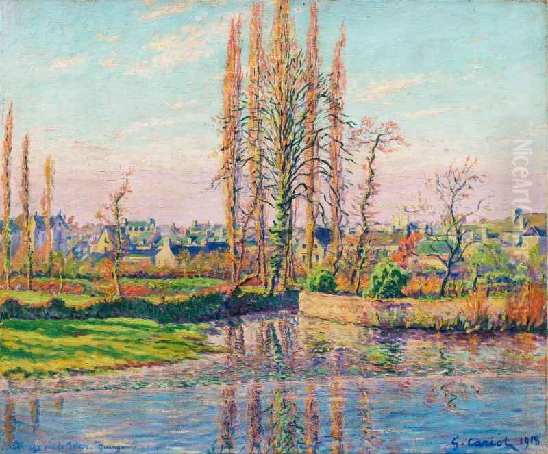 Dam on the Trieux, Guingamp Oil Painting by Gustave Cariot Dam on the Trieux, Guingamp Oil Painting by Gustave Cariot