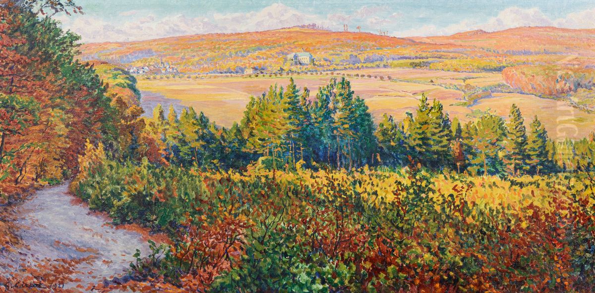 Landscape, autumn effects in Mandres Oil Painting by Gustave Cariot