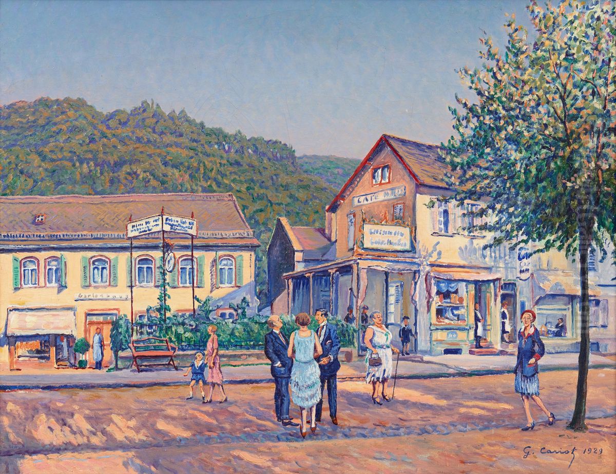 CAFE HABER, SCHLANGENBAD Oil Painting by Gustave Cariot CAFE HABER, SCHLANGENBAD Oil Painting by Gustave Cariot