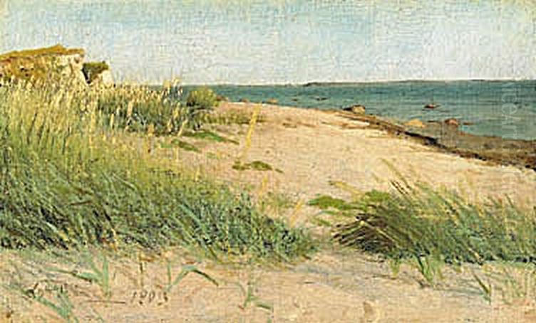 Hills with lyme grass at Eno. Sunshine. Oil Painting by Laurits Andersen Ring