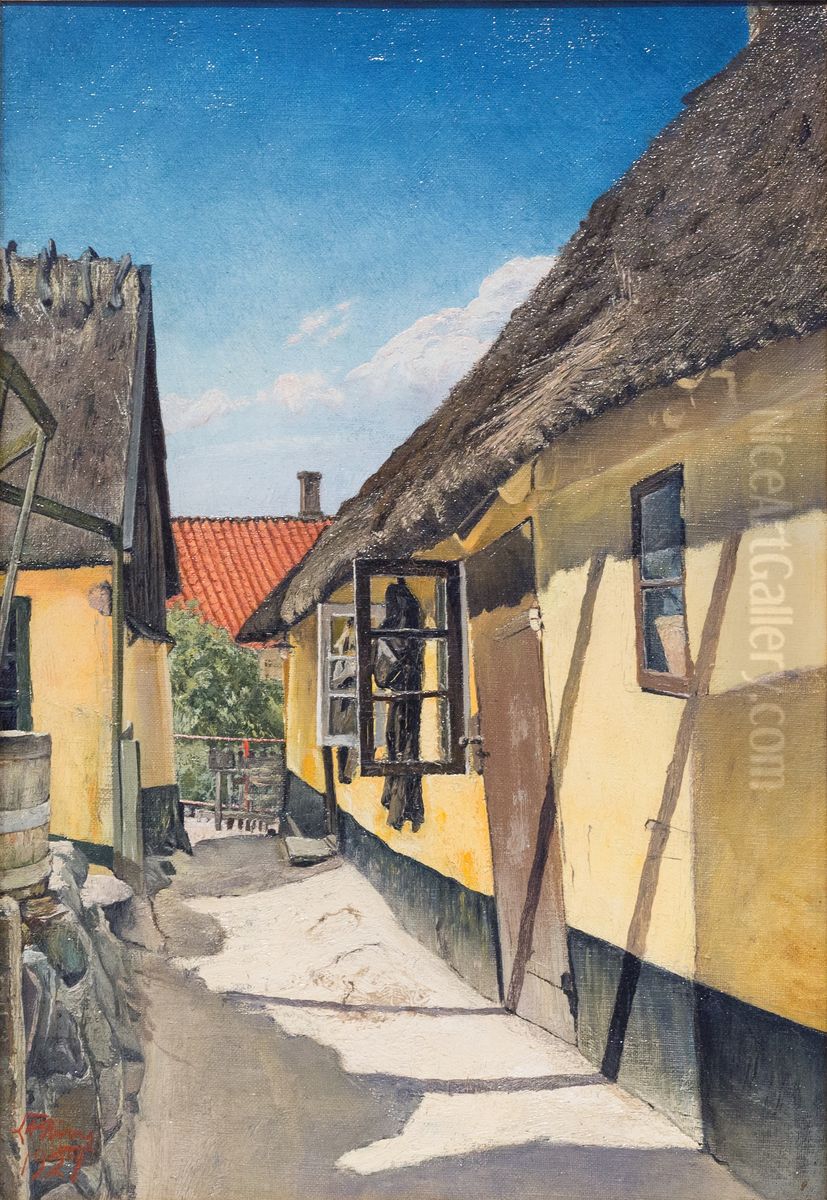 En Gyde mellem  gulkalkede Huse, Skt. Jorgensbjerg Oil Painting by Laurits Andersen Ring