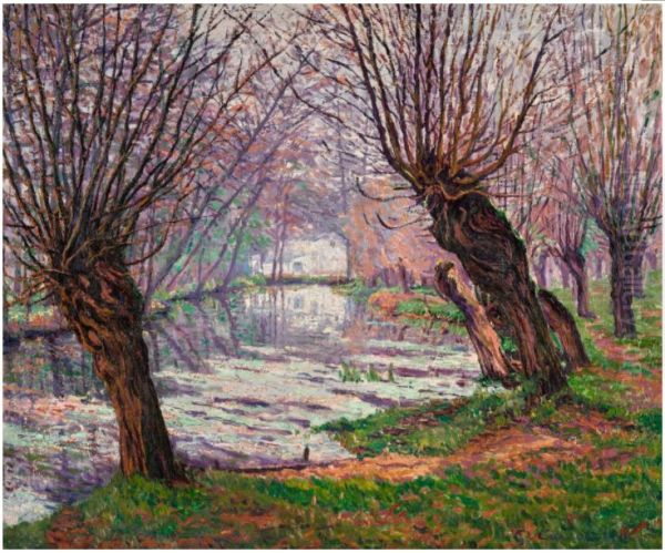 ARBRES SUR LA RIVIERE Oil Painting by Gustave Cariot