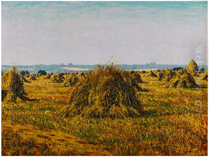 GERBES DE BLE A PERIGNY Oil Painting by Gustave Cariot GERBES DE BLE A PERIGNY Oil Painting by Gustave Cariot