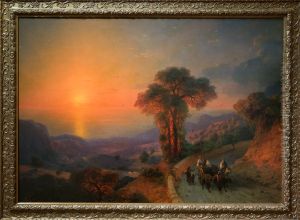View Of The Sea From The Mountains At Sunset. Crimea