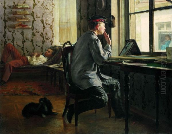 Preparation for the exam Oil Painting by Repin Iliya