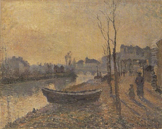 Quai du Pothuis, bords de l'Oise Oil Painting by Camille Pissarro