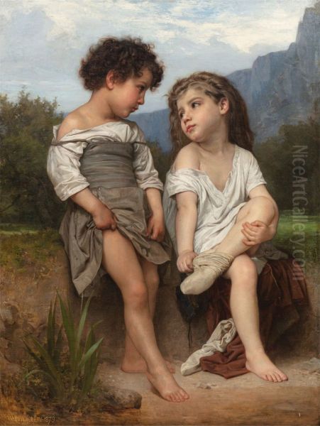 At the edge of the creek Oil Painting by William-Adolphe Bouguereau