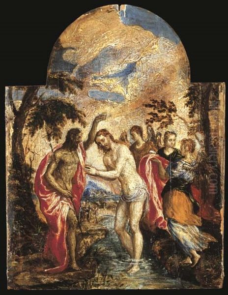 Baptism of Christ Oil Painting by El Greco