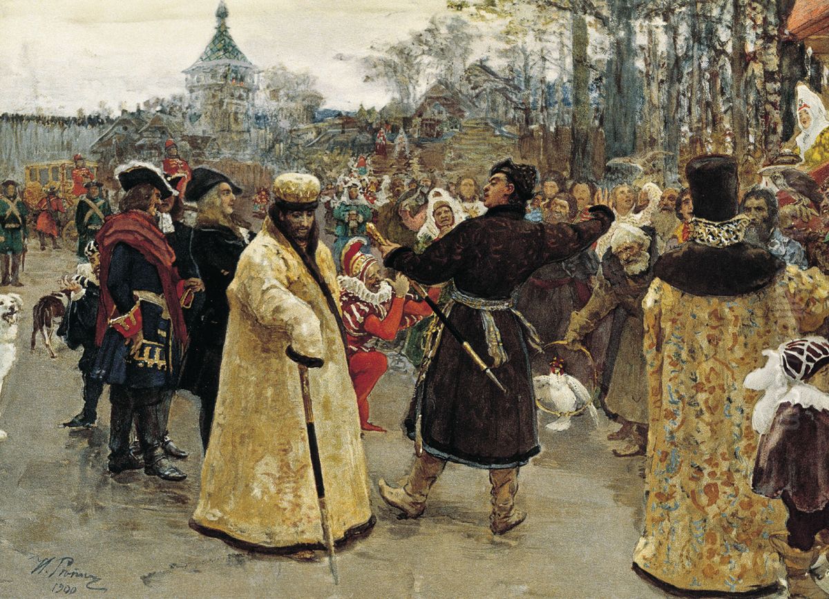 Arrival of the tsarsPeter IandIvan V Oil Painting by Repin Iliya