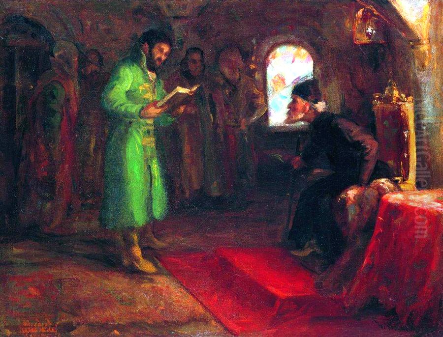 <<Boris Godunov u Ivana Groznogo>> Oil Painting by Repin Iliya